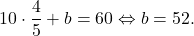 \[10\cdot\dfrac{4}{5}+b=60 \Leftrightarrow b=52.\]